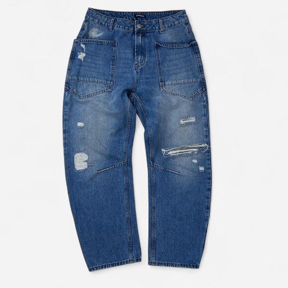 Barrel leg distressed denim jeans - Picture 4 of 7